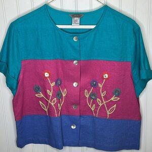 Vintage Linen Crop Top Size Large